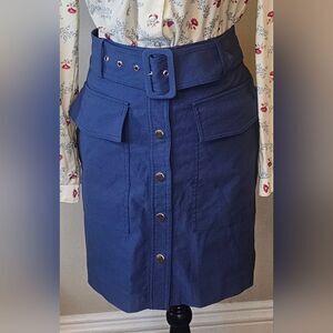 Nine West Navy Pencil Skirt with Button Detail And Belt